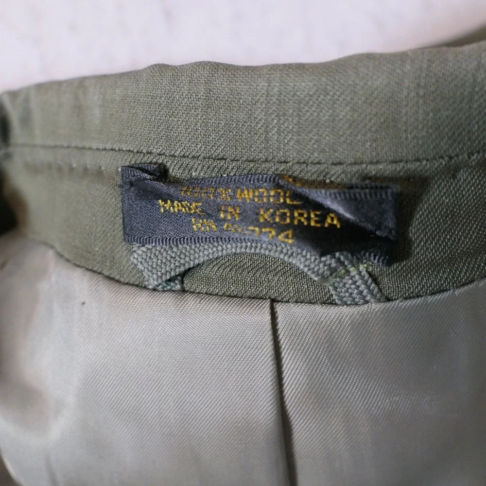 Oleg Cassini Mens Suit 43R Olive Green Wool Pleated Pants Dark Academia Earthy